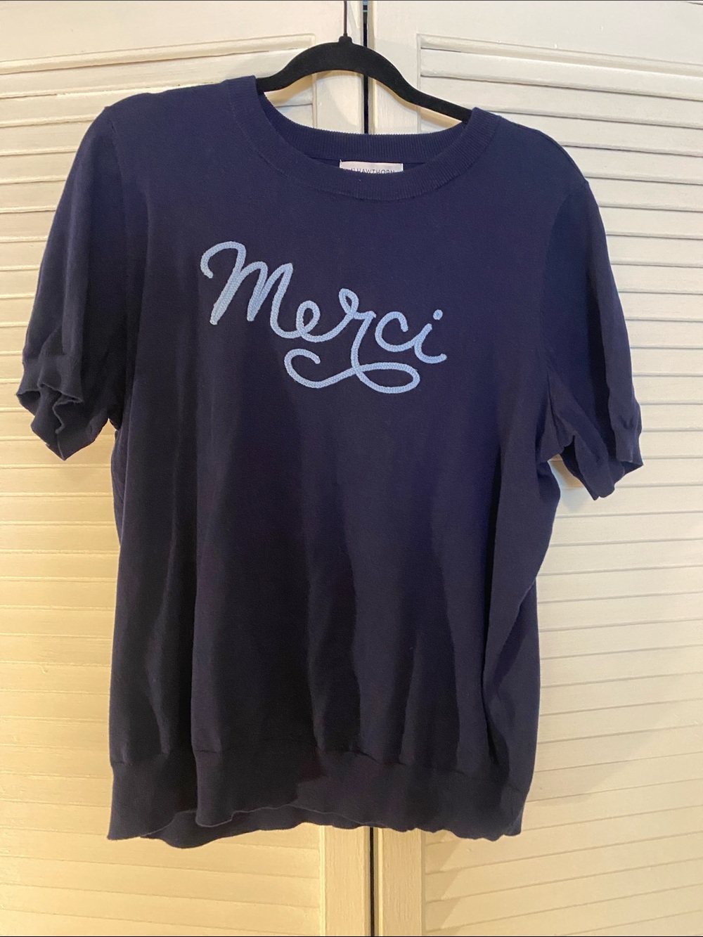 41 Hawthorn Navy Short Sleeve Merci Graphic Tee